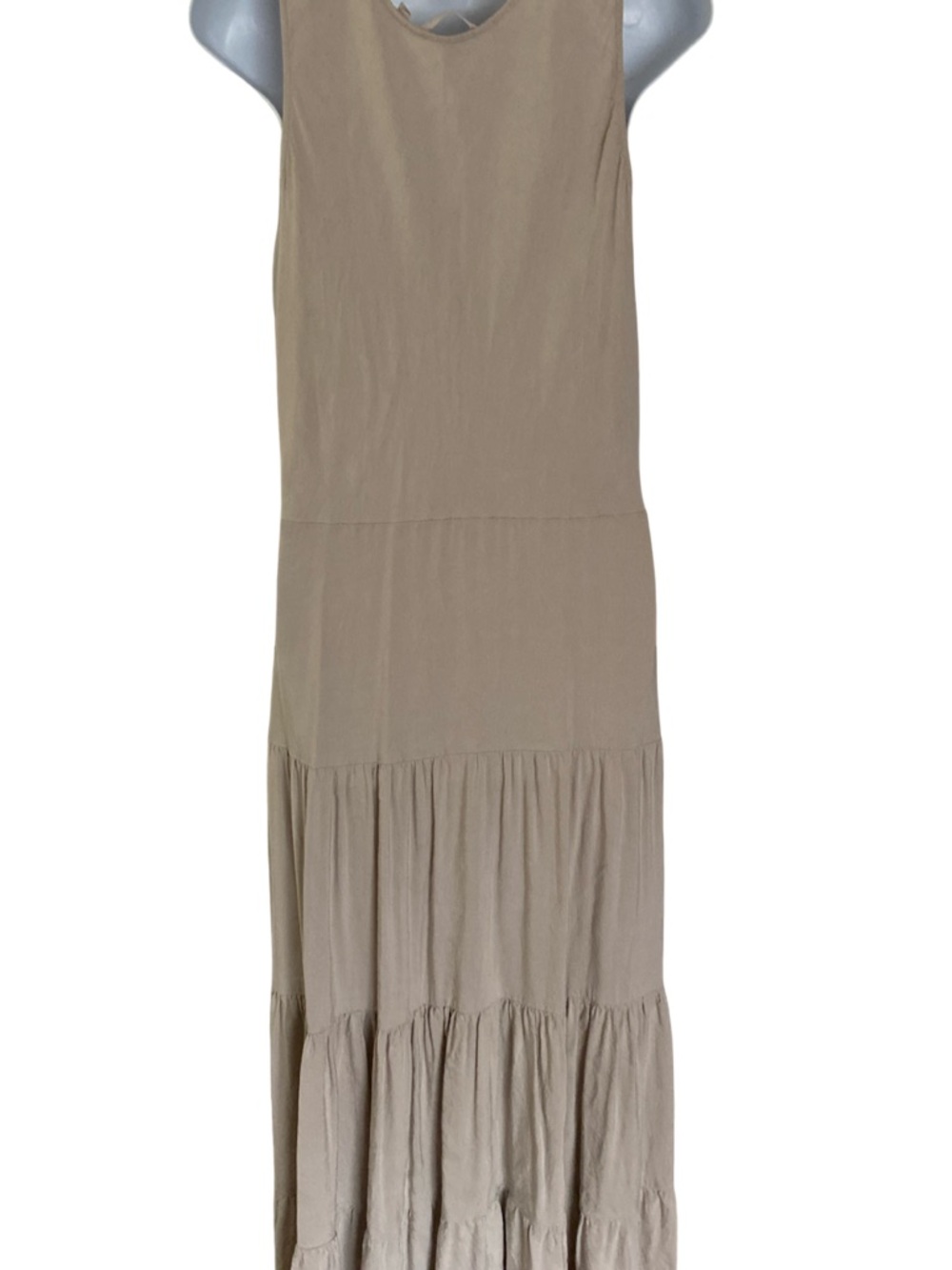 Soft Surroundings Linen-Blend Scoop Neck Dress Light Beige- 12 tan linen blend - Picture 5 of 5